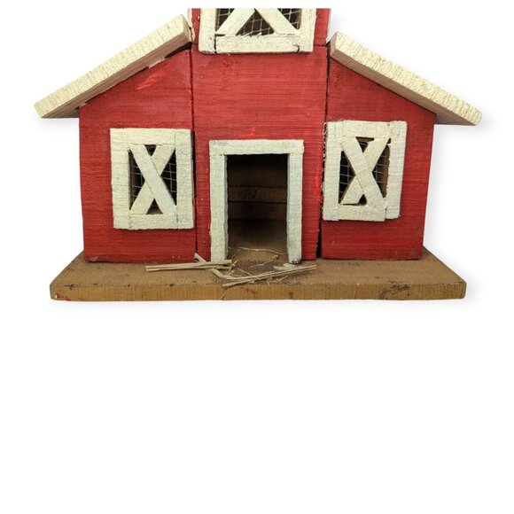 Vintage 1998 Garden Gate Designs Red & White Wood Barn Birdhouse Never Used 12" - Picture 3 of 12